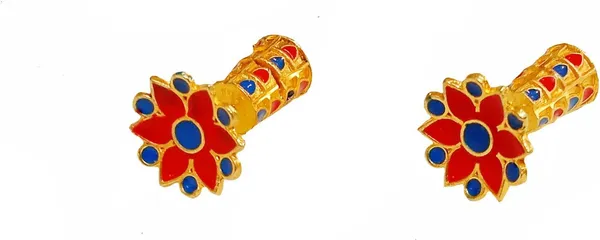 Assamese_Traditional_Copper_Gold_Plated_Red_Blue_Colour_Thuria_Stud_Earring_For_Girls_&_Women